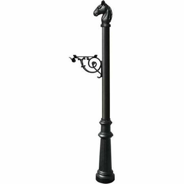 Lewiston E1 Economy Mailbox System with Fluted Base & Horsehead Finial, Black LPST-801-E1-BL